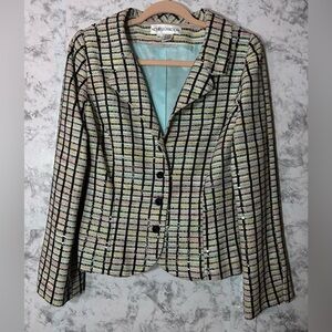 Vtg Noviello-Bloom Suits Ladies Sequin Turquoise Silk Jacket Size 12 NWT